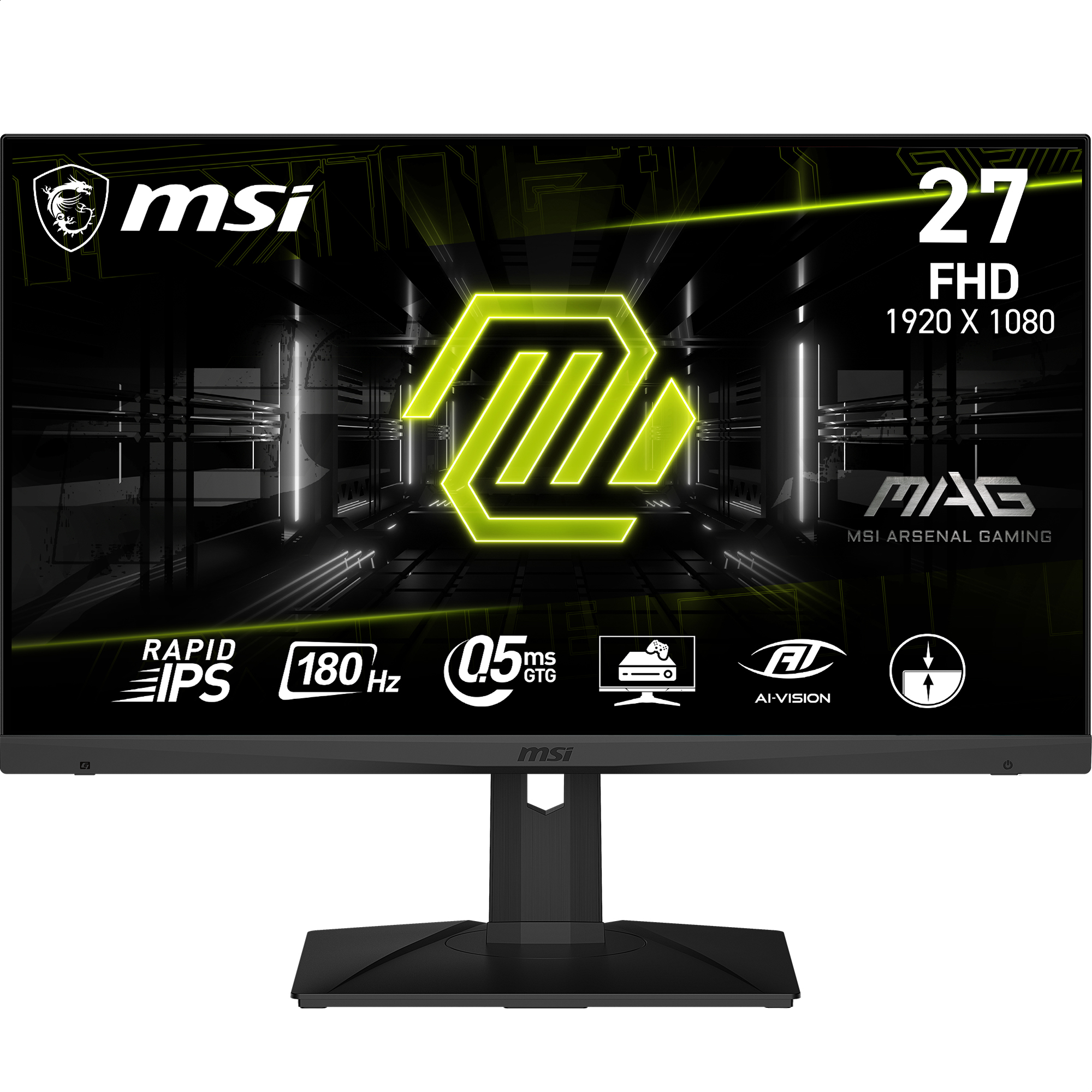 Moniteur de jeu MSI MAG 27" FHD 1 920 x 1 080 IPS rapide 180 Hz 0,5 ms (GTG)(Open Box)