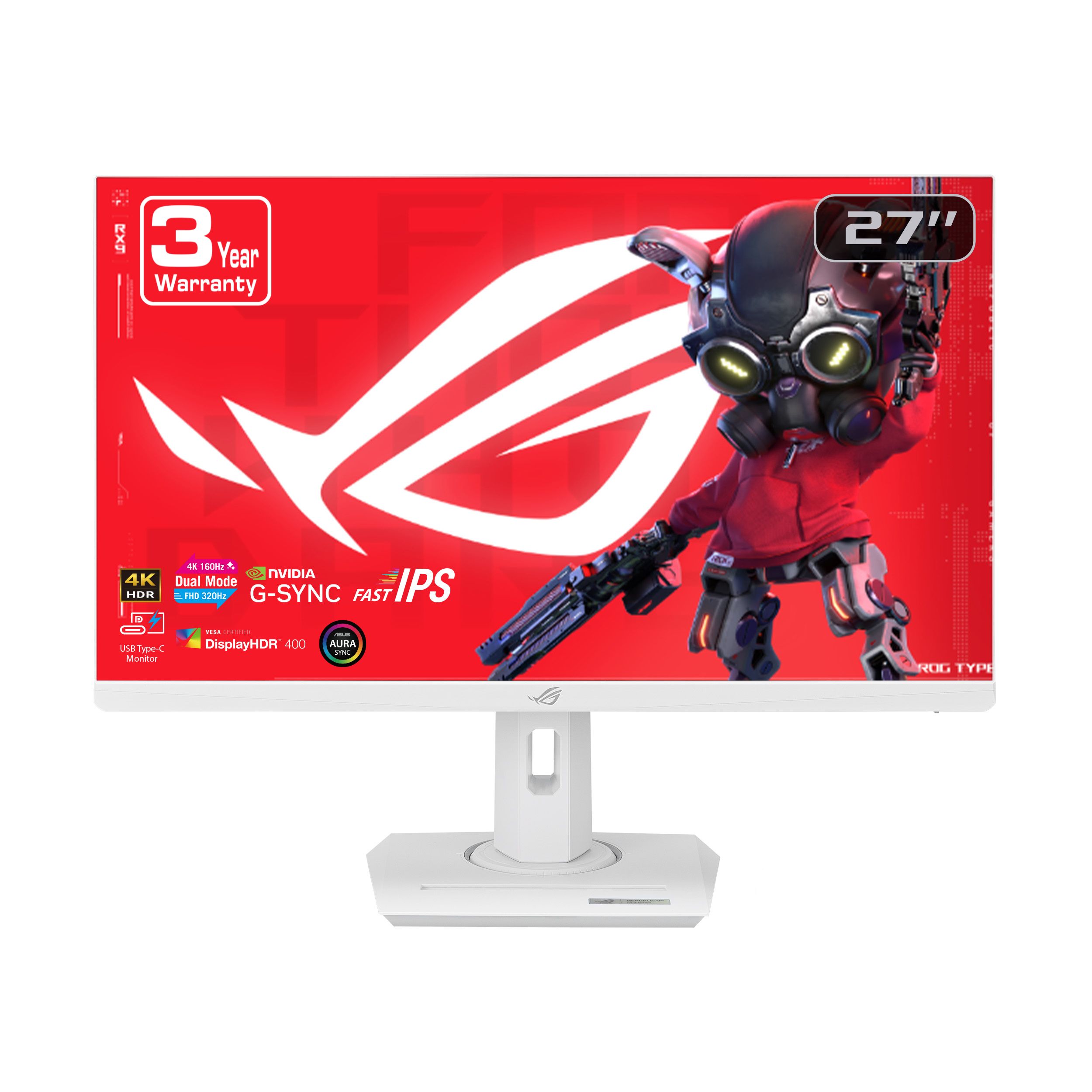 ASUS ROG Strix 27" 4K Fast IPS160Hz 1ms White Dual Mode Gaming Monitor