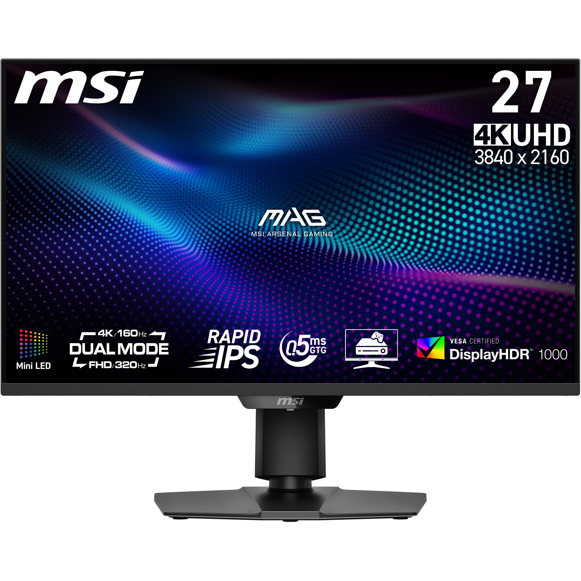 MSI MAG 27 po UHD Mini-LED IPS à double mode 160Hz de jeu Moniteur(Open Box)
