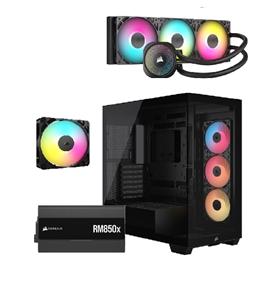 CORSAIR 3500X RS-R ARGB (incl.1 Extra RS120 ARGB) w/ PRE-INSTALLED RM850x PSU & NAUTILUS 360 ARGB AIO, Black