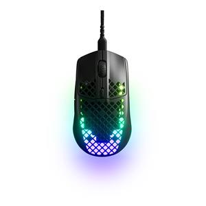 STEELSERIES Aerox 3 Onyx- Super Light Gaming Mouse - 8,500 CPI TrueMove Core Optical Sensor - Ultra-lightweight 59g Water Resistant Design - Universal USB-C connectivity - 100% Virgin Grade PTFE Feet