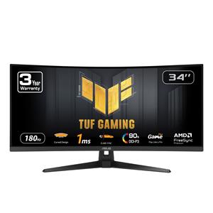 ASUS TUF Gaming 34" WQHD 3440x1440 Curved VA 180Hz 1ms (MPRT) AMD FreeSync Premium 2x HDMI 2.0 2x DisplayPort 1.4 Gaming Monitor, VG34VQ3B