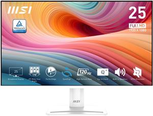 MSI PRO MP251W E2 24.5" FHD 1920x1080 IPS 120hz 1ms (MPRT) Adaptive Sync 1x HDMI 2.0 1x DisplayPort 1.4a White Monitor, Pro MP251W E2