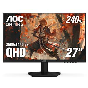 AOC 27" TFT 2560x1440 IPS 240Hz 0.3ms (MPRT) Adaptive Sync 2x HDMI 2.0 1x DisplayPort 1.4 Gaming Monitor, Q27G42ZE