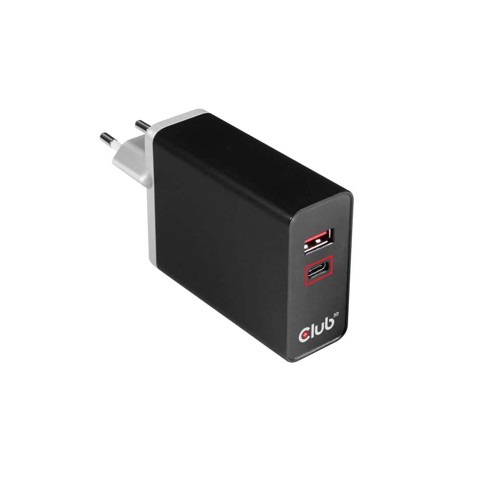 Chargeur secteur mural USB Type A et C CLUB 3D jusqu&#39;à 60 W(Open Box)