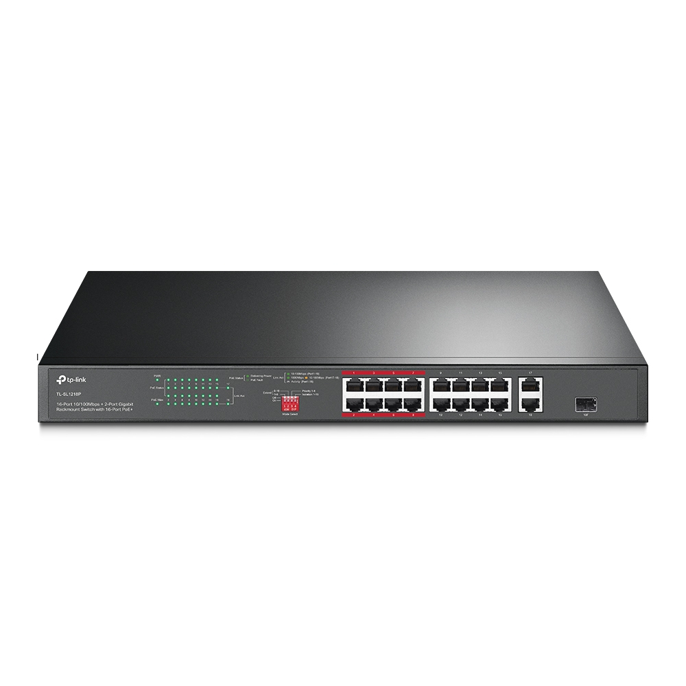 TP-Link (TL-SL1218P) 16-Port 10/100 Mbps + 2-Port Gigabit Switch