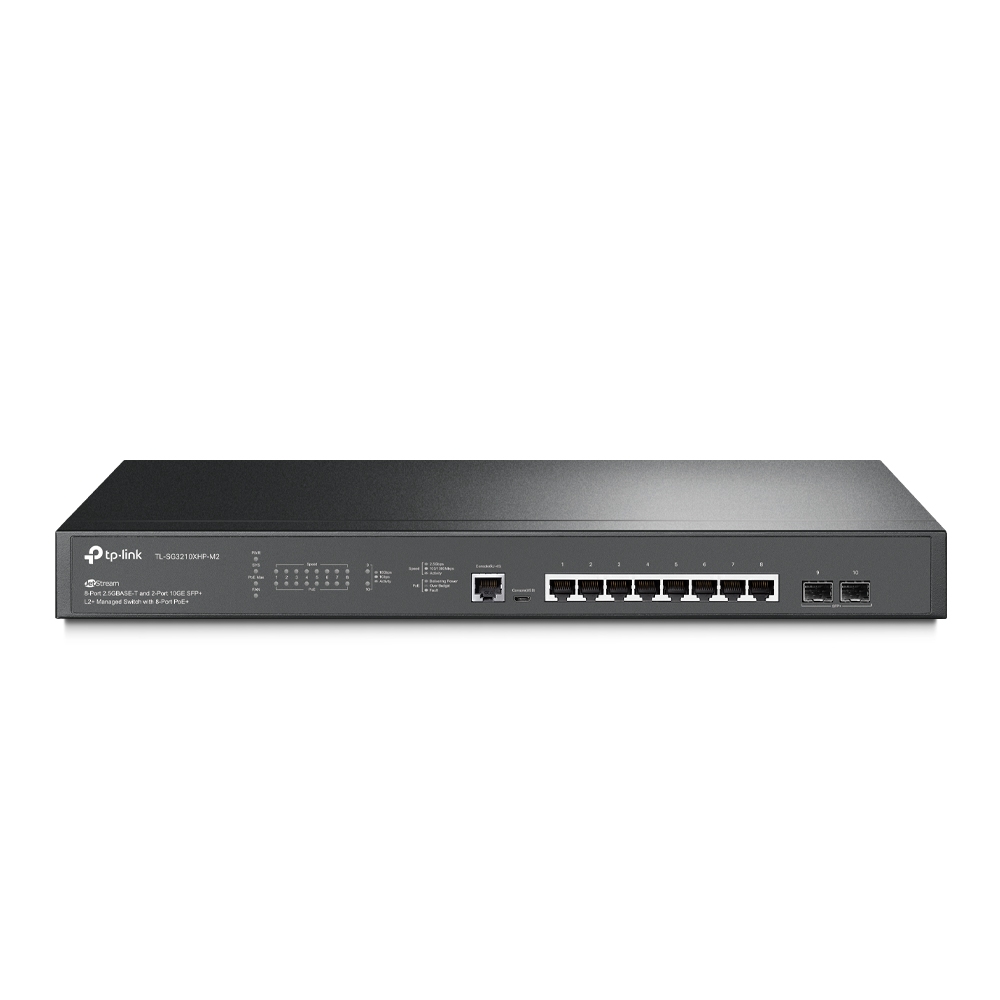TP-Link (TL-SG3210XHP-M2) Commutateur géré JetStream 8 ports 2,5 G BASE-T et 2 ports 10 GE SFP+ L2+ avec PoE+ 8 ports. 1 por...