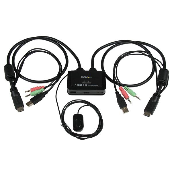 StarTech 2 Port USB HDMI Cable KVM Switch with Audio and Remote Switch | SV211HDUA