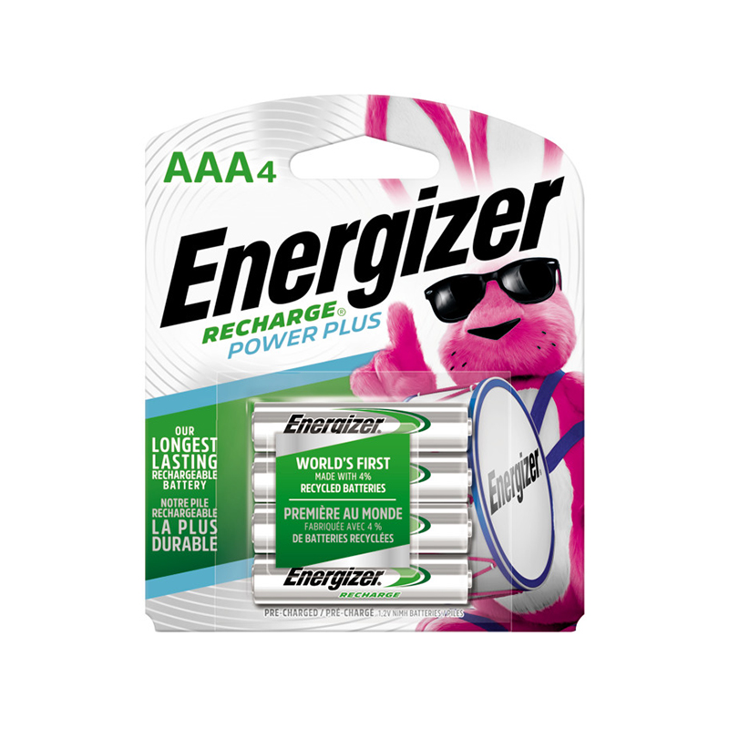 Lot de 4 piles rechargeables ENERGIZER AAA 800 mAh NiMH (NH12BP4)