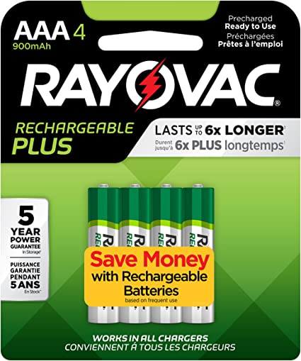 Lot de 4 piles rechargeables RAYOVAC AAA 900 mAh NiMH