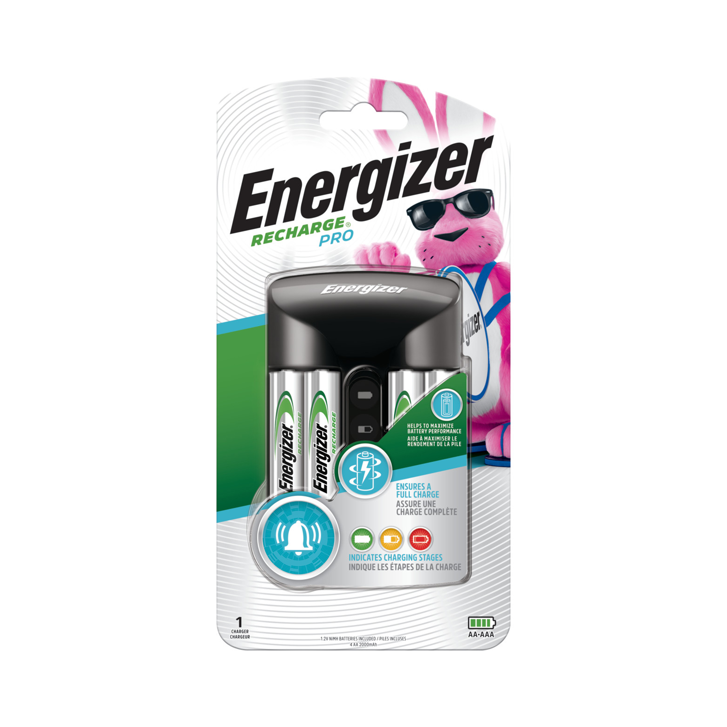 ENERGIZER AA/AAA 4-Position Pro Charger with 4-AA 2000mAh Battery