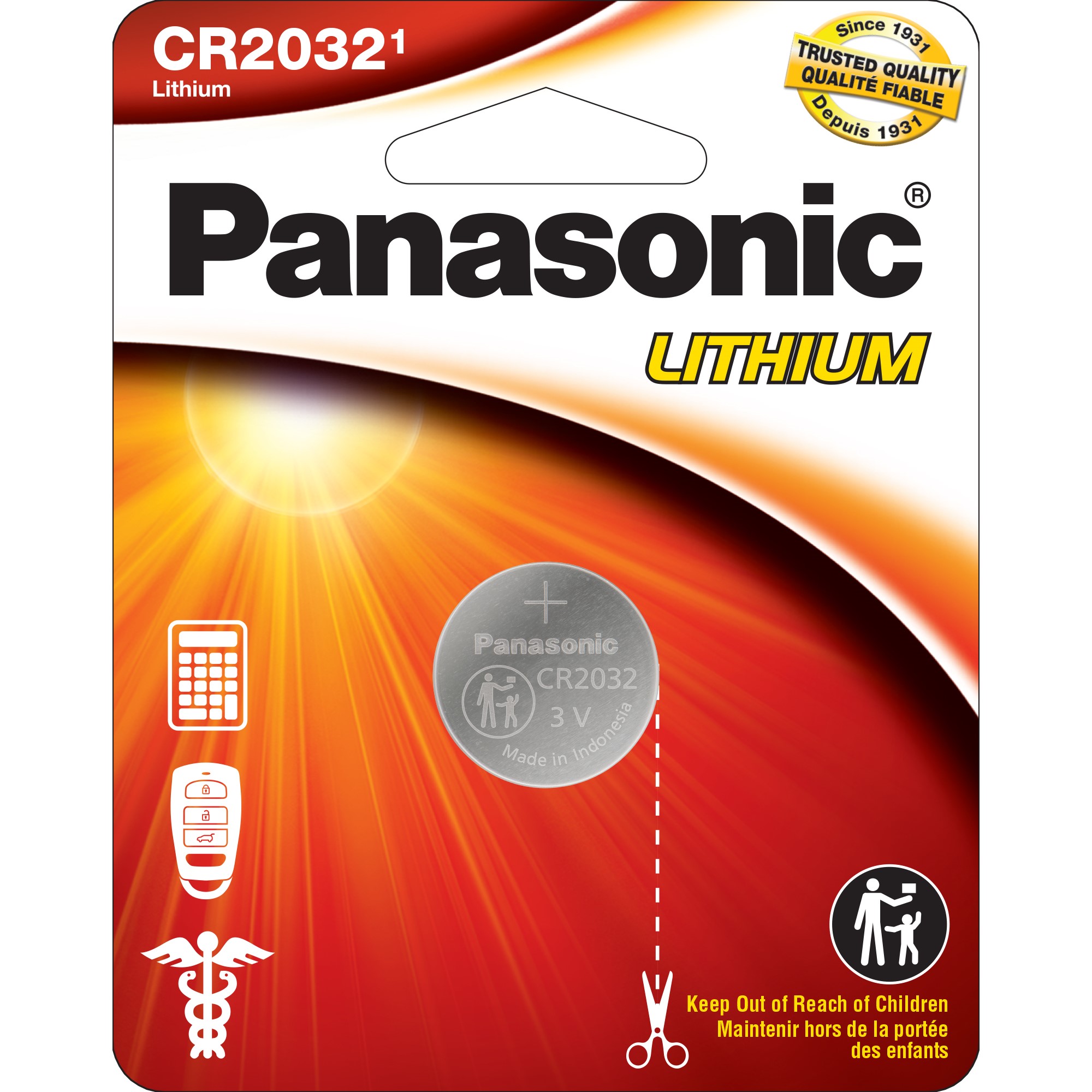 PANASONIC CR2032 3V Lithium Coin Cell Battery 1 pack
