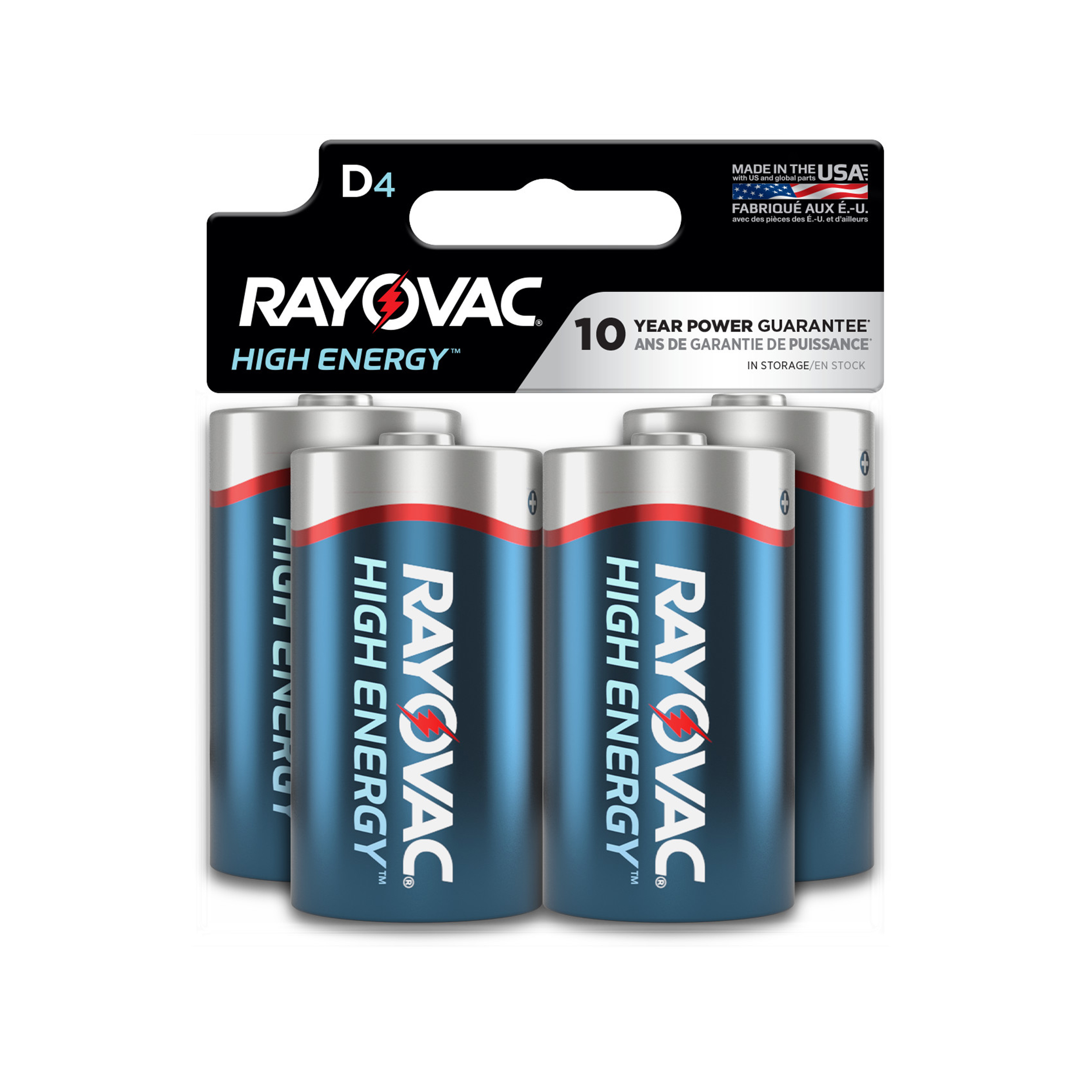 RAYOVAC (813-4T GENK) - Paquet de 4 piles alcalines D