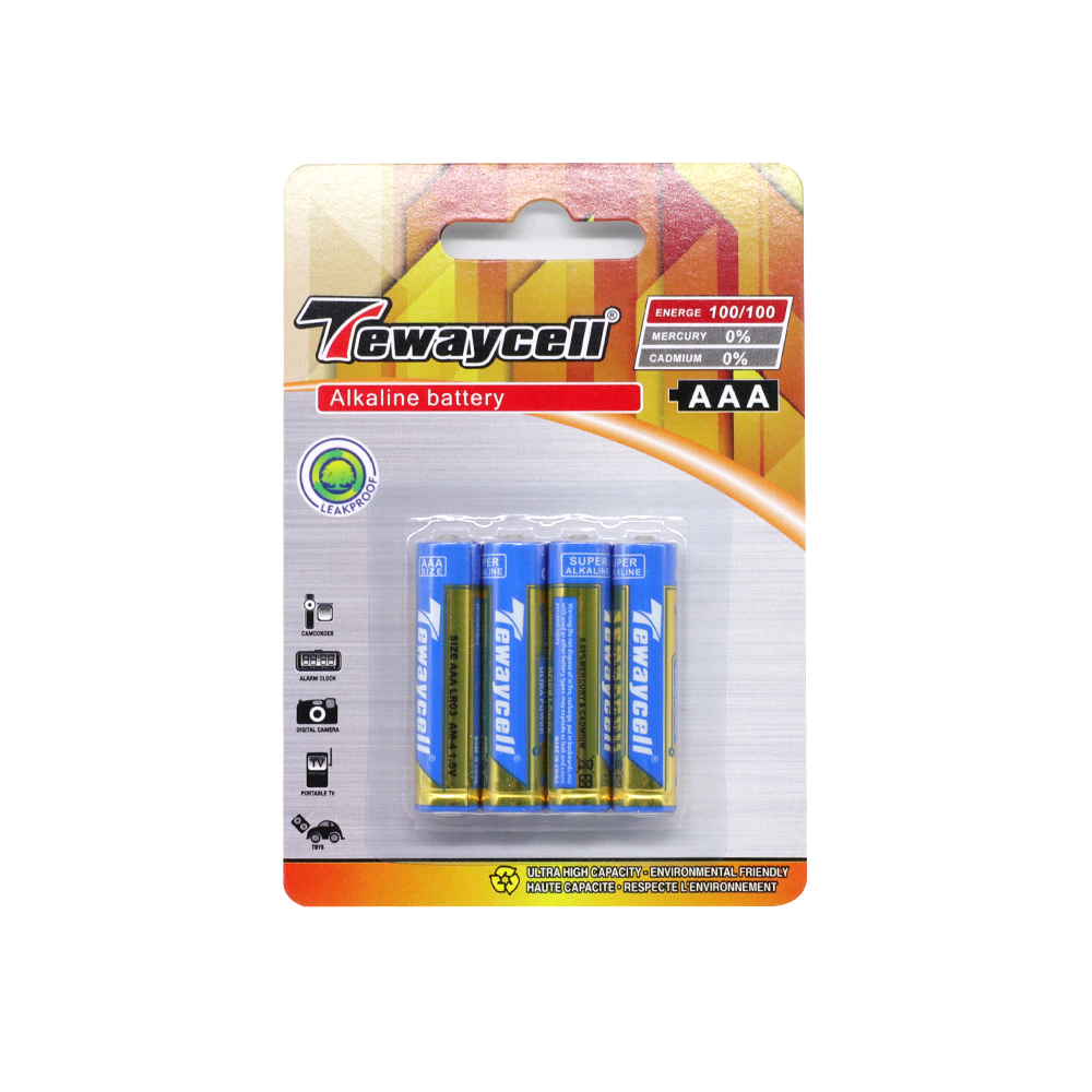 TEWAYCELL - Paquet de 4 piles alcalines AAA