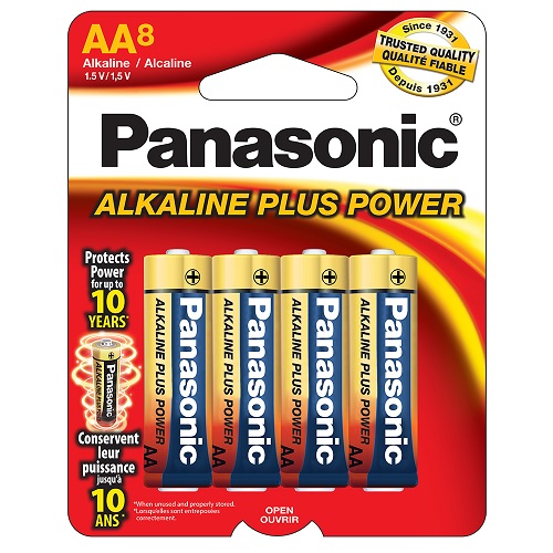 PANASONIC Piles alcalines AA, paquet de 8
