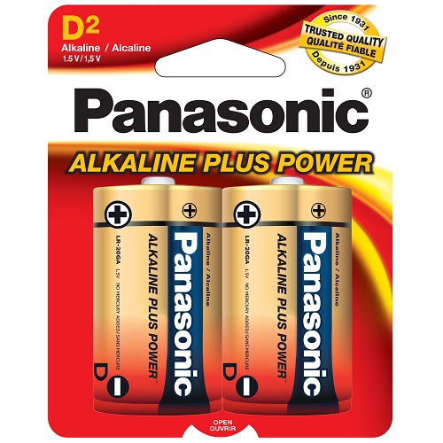 PANASONIC (Alkaline Plus) - Paquet de 2 piles alcalines D2