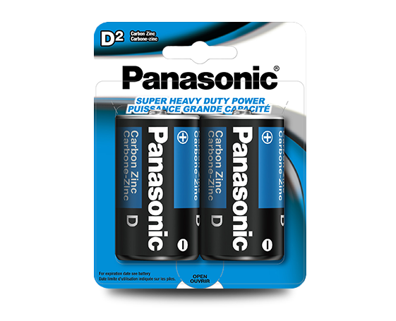 PANASONIC - Batterie robuste Carbon Zinc 2-pack taille D (UM1NPA2BCA)