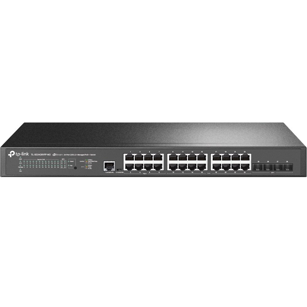 TP-Link (SG3428XPP-M2) JetStream 24-Port 2.5GBASE-T and 4-Port 10GE SFP+ L2+ Managed Switch with 16-Port PoE+ & 8-Port PoE++