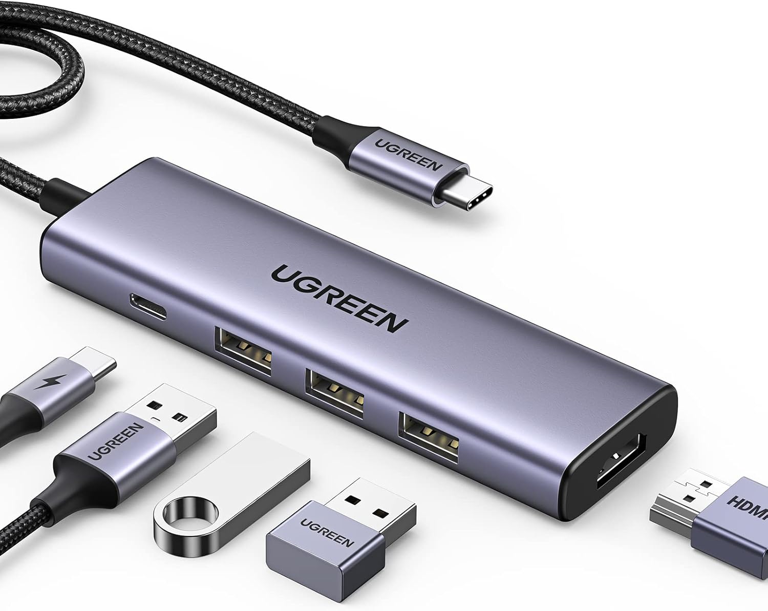 UGREEN Revodok USB C Hub 5 in 1, CM511 Multiport Adapter 4K HDMI(Open Box)