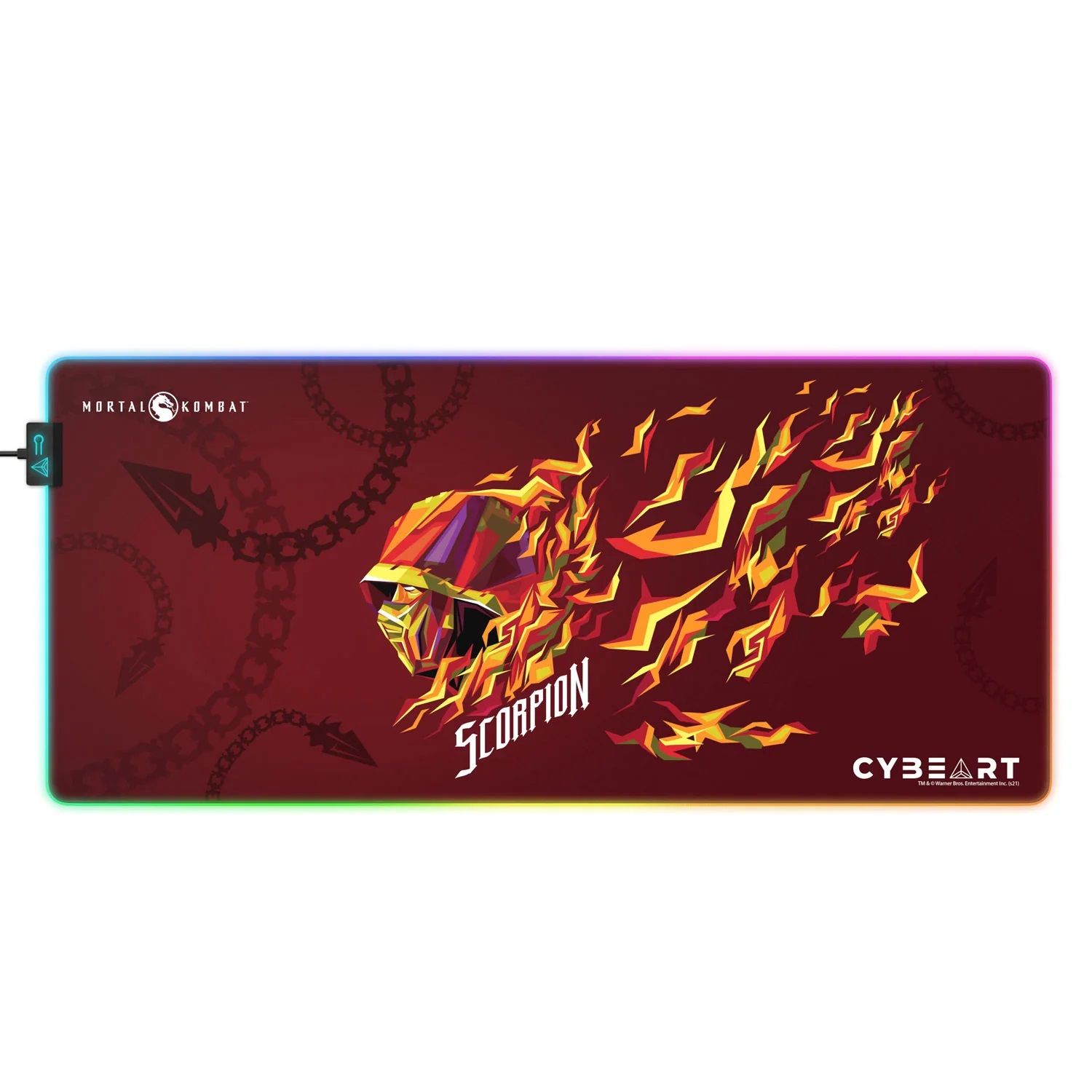 CYBEART Scorpion-Tapisde bureau dejeu MortalKombat RGB(XXL-900x400x4mm