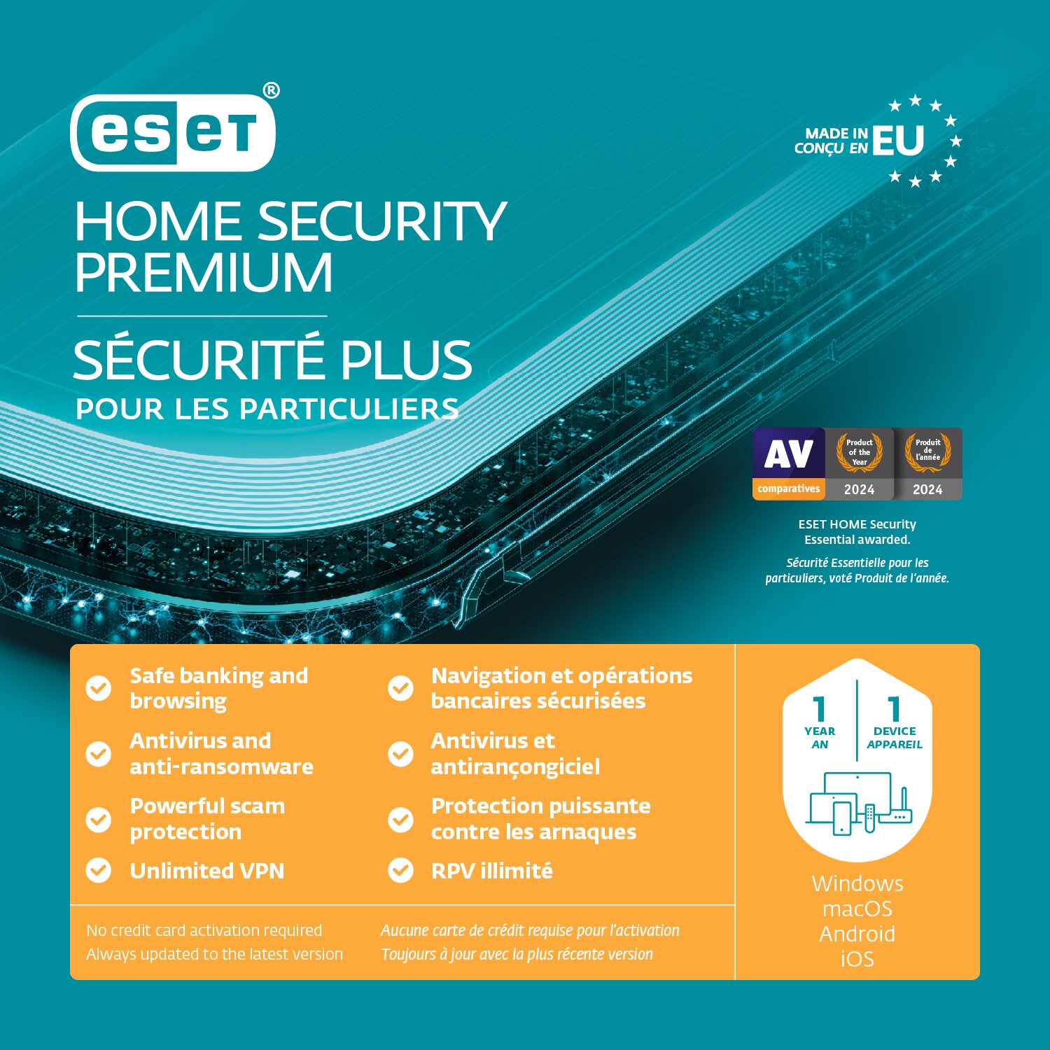 ESET Home Security Premium, 1 Year, 1 Devices, Retail Box