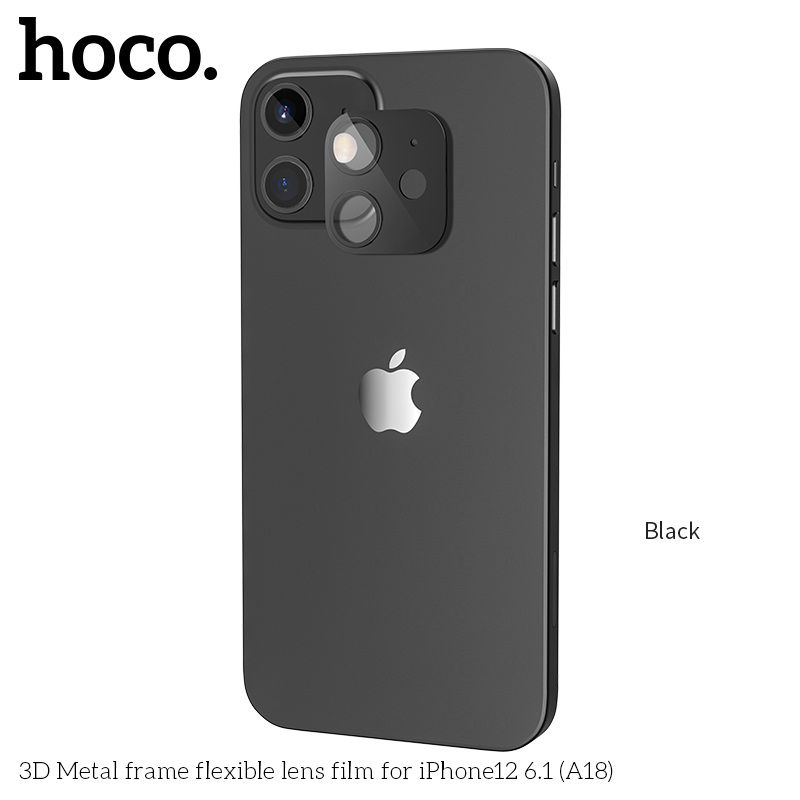 HOCO 3D Metal frame flexible lens film for iPhone 12 6.1"  Pro (A18)- black