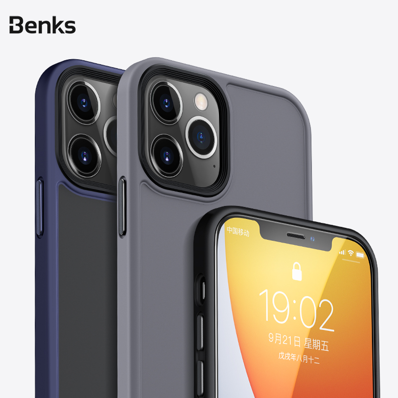 Benks hybride PC+TPU - Étui pour iPhone 12 Pro max de 6,7 po - Noir