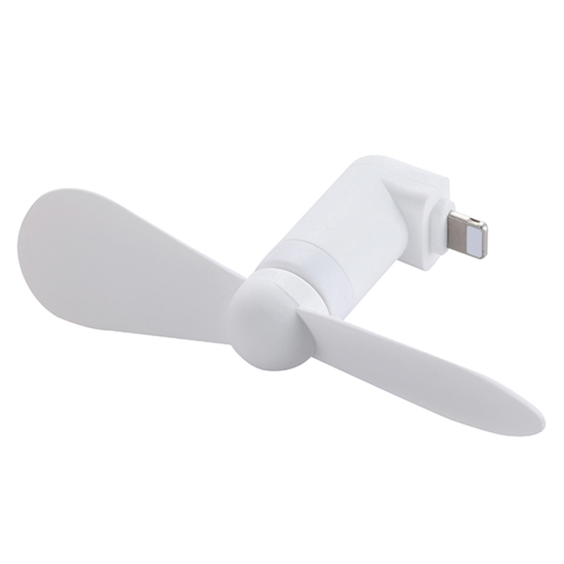 Ventilateur de poche portable BENKS avec connecteur d'éclairage Blanc