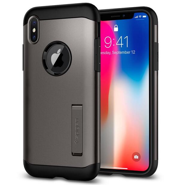 Spigen - Étui protecteur mince pour iPhone X gris foncé