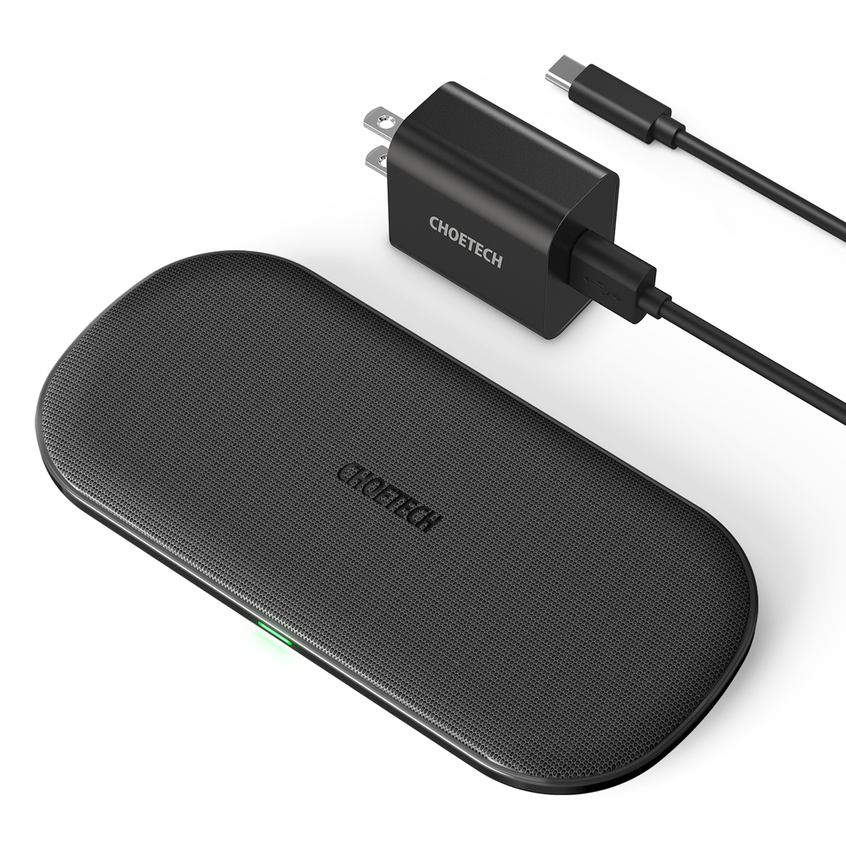 Choetech 18W 5 Coils Dual Fast Wireless Charger, 100cm Cable & Adaptor