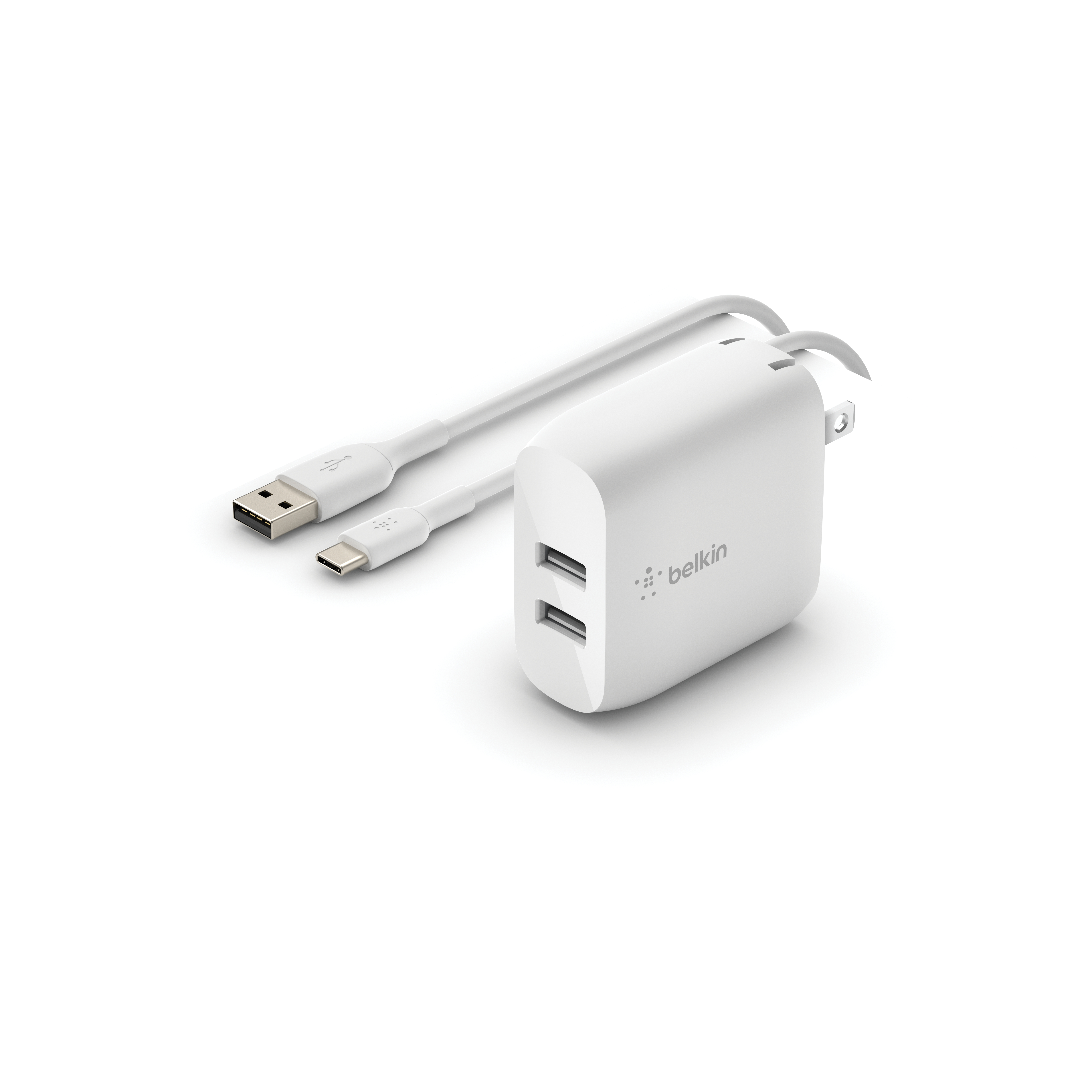 Belkin Chargeur mural double USB-A avec câble PVC A-C, 24W(Open Box)