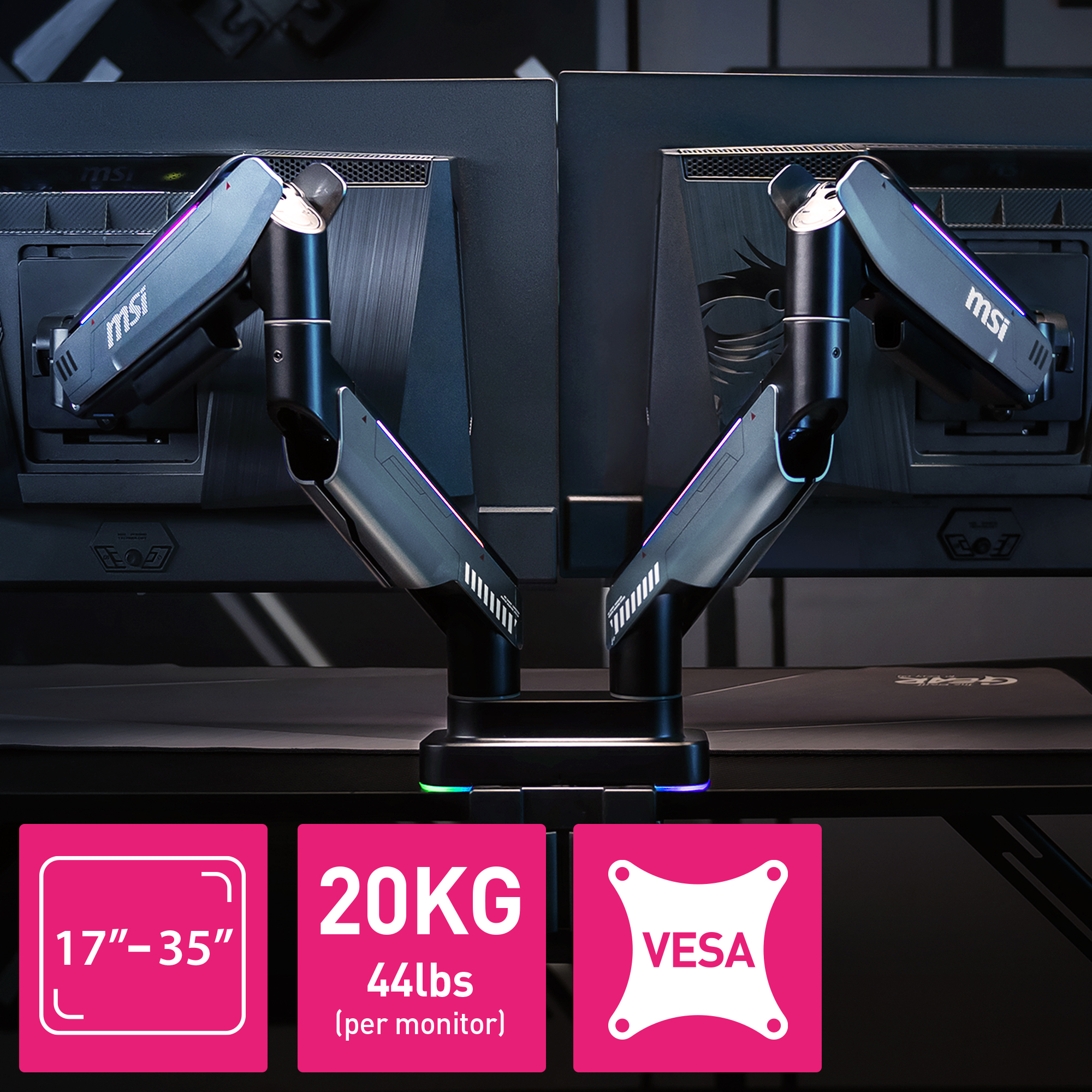 MSI Heavy Duty Dual Monitor Stand Arms - MPG MT201DR V2 -