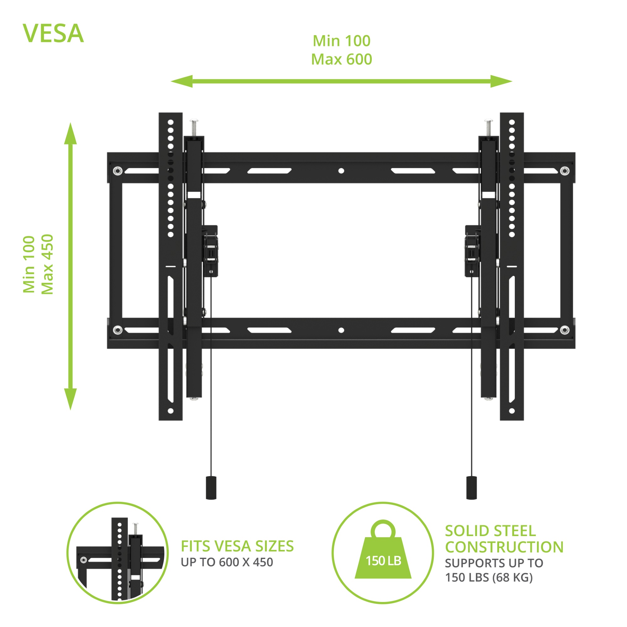Kanto TE300SG Support mural extensible et inclinable pour téléviseur d'extérieur verrouillable résistant aux intempéries pou...