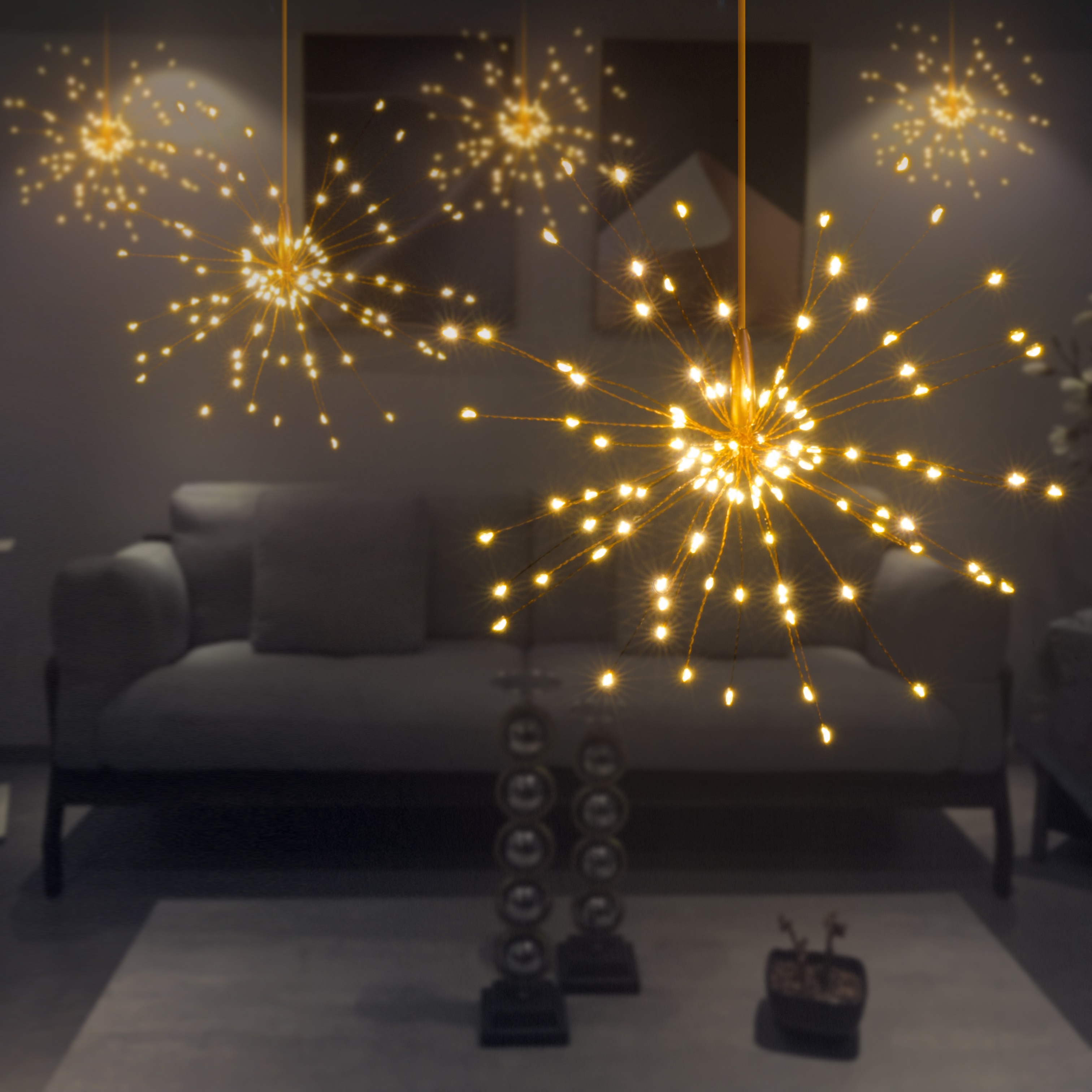 Guirlande lumineuse LED iCAN Starburst pour intérieur, LED blanc chaud ambiant 3000 K - Alimenté par batterie