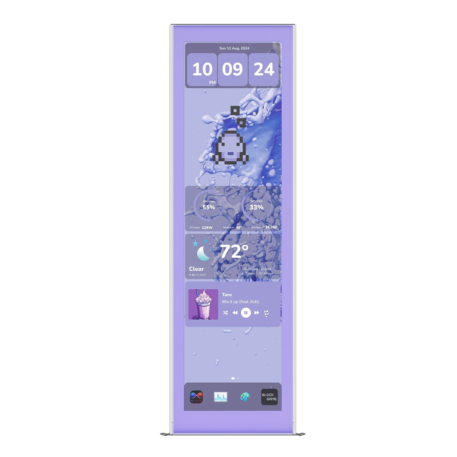 HYTE Kit de mise à niveau d'écran pour Y70 Touch Infinite - Écran tactile 2,5 K pour Y70 - Lait de taro (Violet)