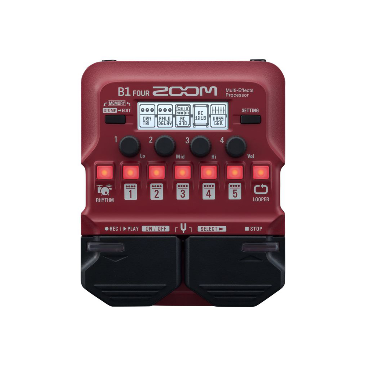 ZOOM B1XFOUR | MULTI-EFFECTS PROCESSOR WITH EXPRESSION PEDAL FOR BASS Includes AA batteries (x4)