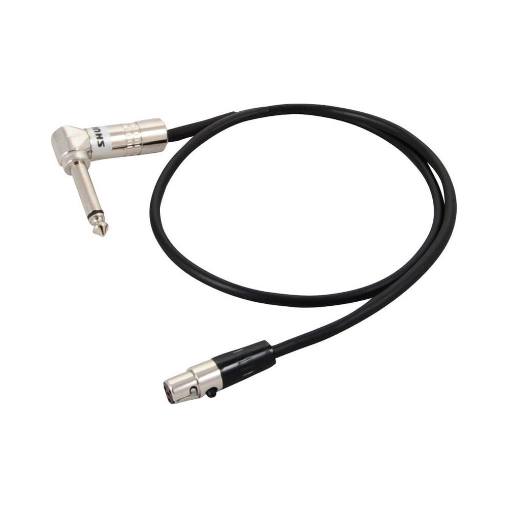 SHURE WA304 Instrument Cable (2 ft.) | Right-Angle 1/4" to TA4F Cable | For SHURE Wireless Systems