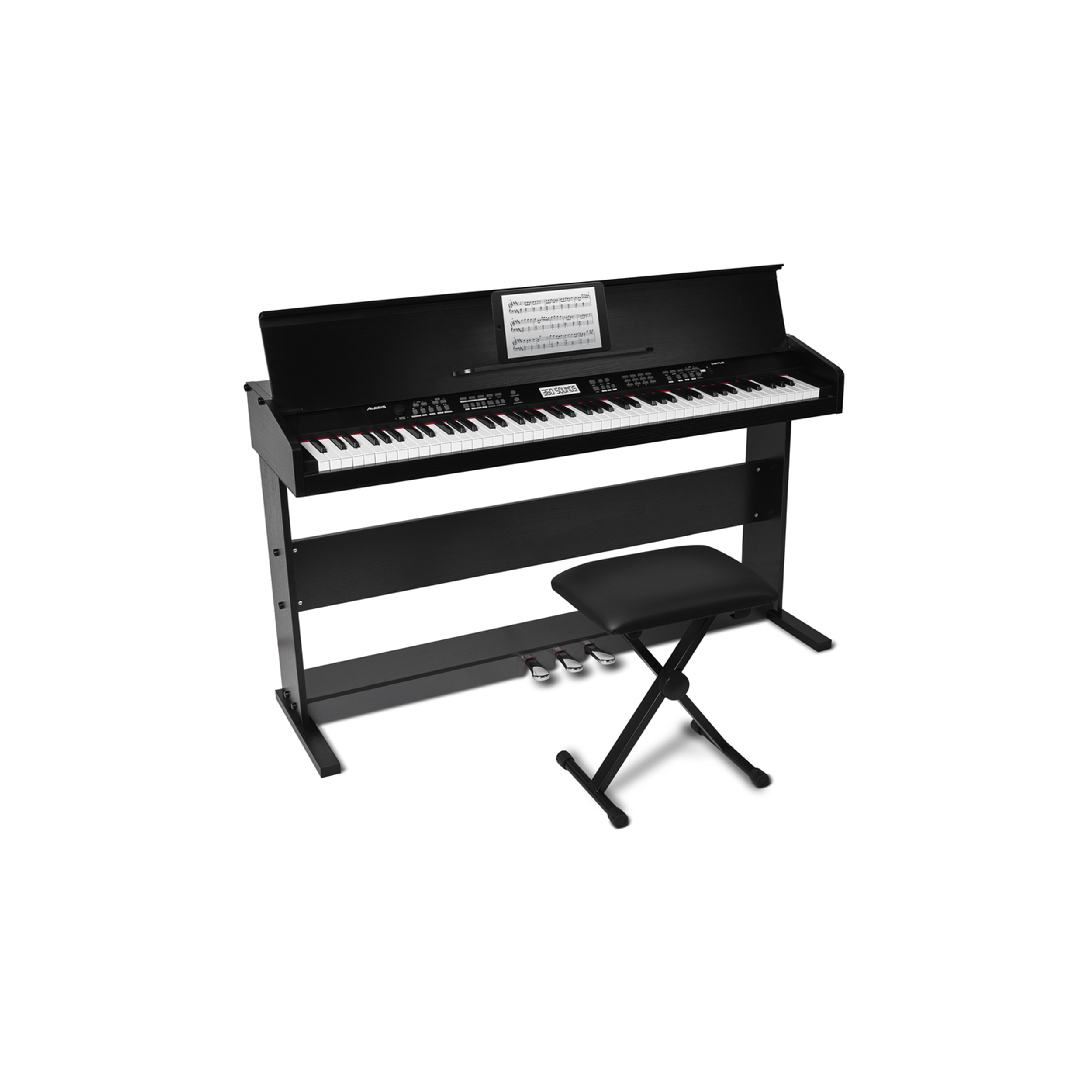 ALESIS 88-Key Digital Piano with Stand and Adjustable Bench VIRTUEBLACKXUS
