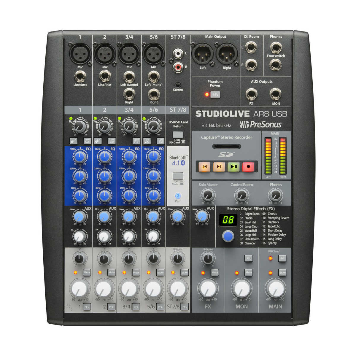 élangeur de performance et d^enregistrement hybride PRESONUS StudioLive AR8 USB à 8 canaux