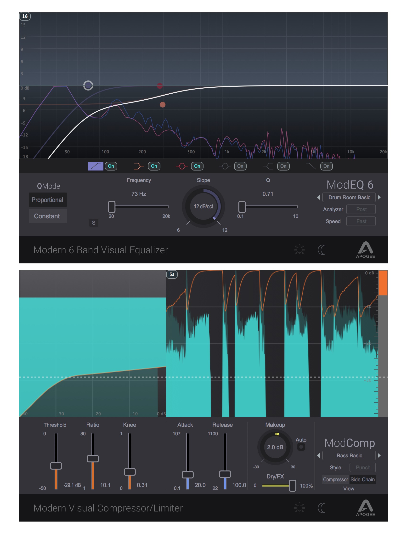 Ensemble de plugins Apogee FX ModEQ6 + ModComp (téléchargement numérique uniquement)