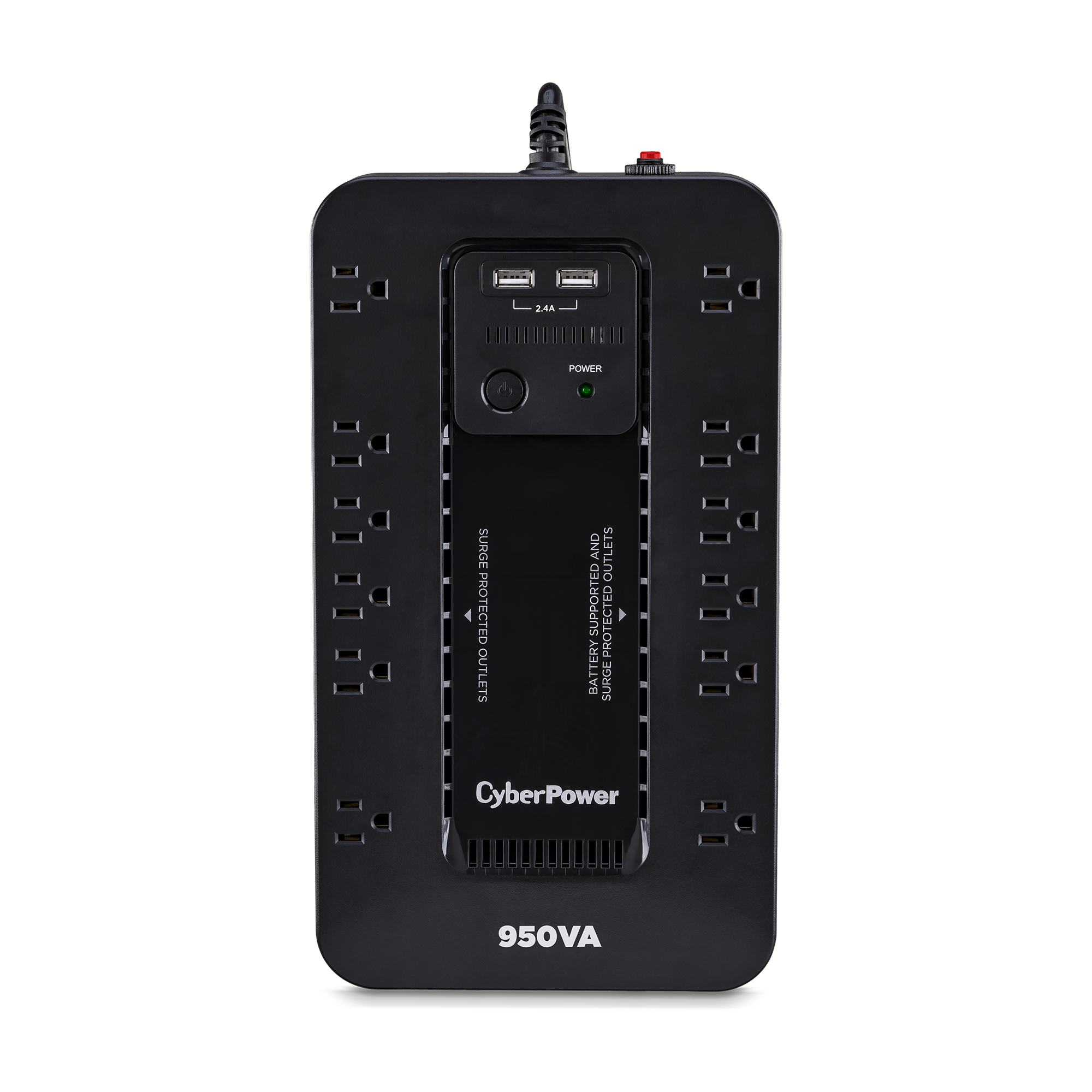 CYBERPOWER 950VA Battery Back-Up UPS - 12-Outlet 510W with Dual USB Ports 5 ft Cord Black (SX950U-FC)