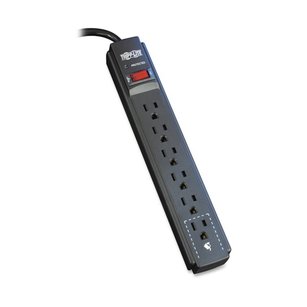 Tripp-Lite by Eaton Protect It! Surge Suppressor - 6 Outlets, 6 ft Cord, 720 Joule, Black (TLP606B)