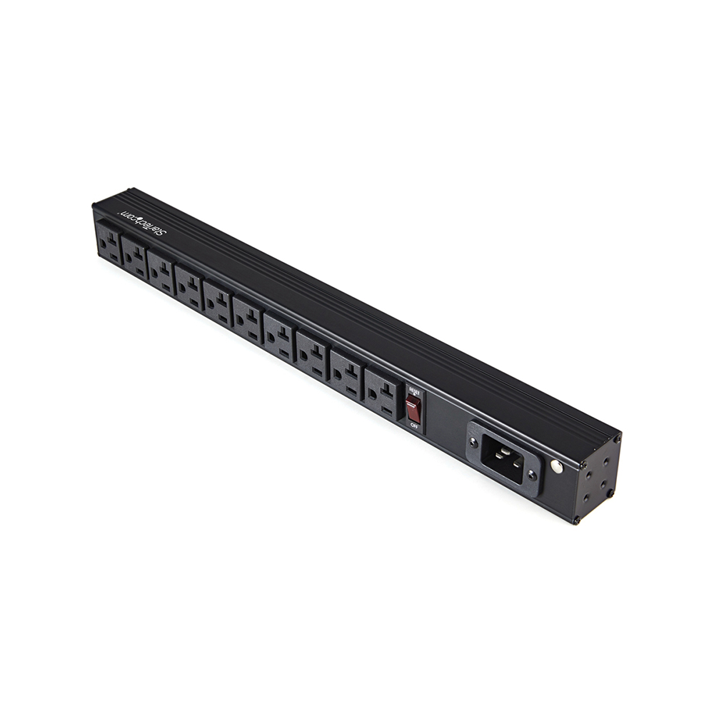 10 Outlet Rack Mount Power Strip 125V/16 Amp, 1U Horizontal 19" Rackmount PDU, NEMA 5-20P Input, 10x NEMA 5-15/20R Outlets