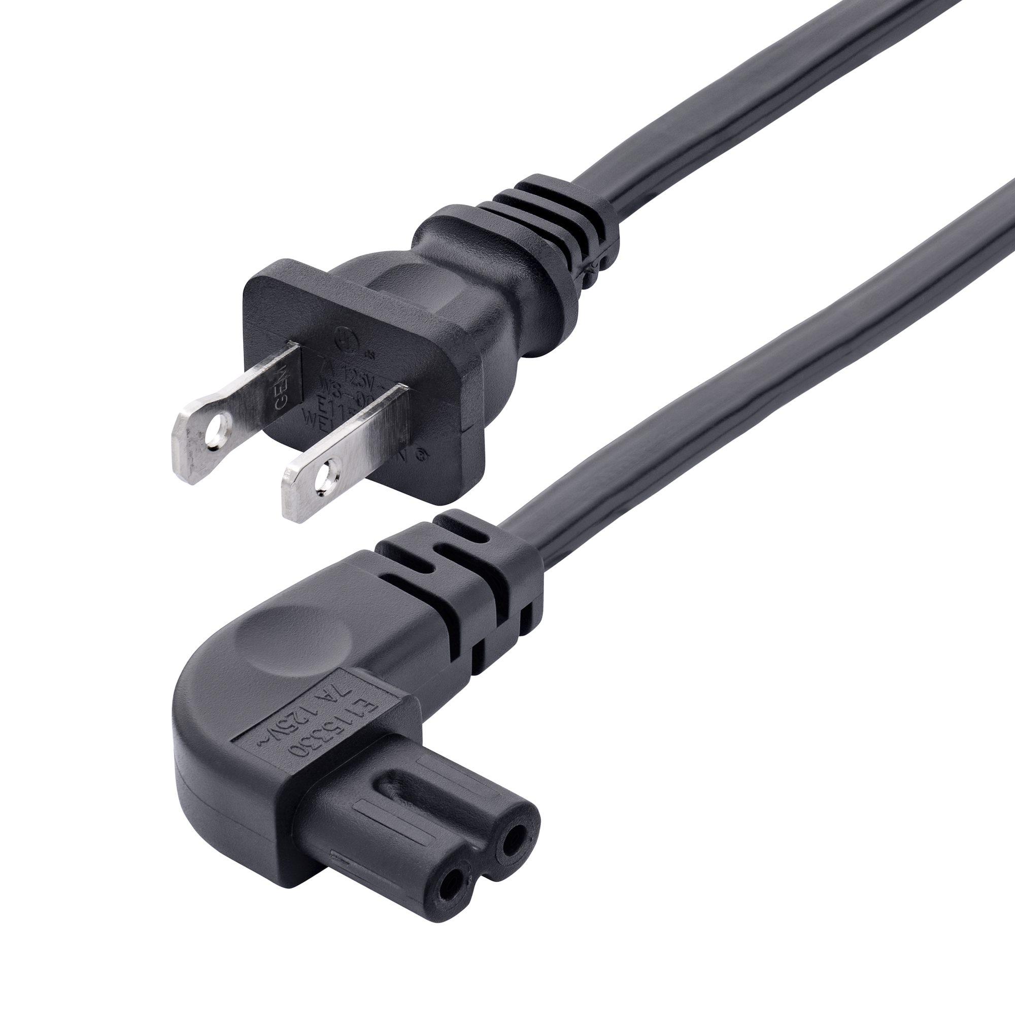 StarTech.com 3ft (91cm)  Laptop Power Cord, NEMA 1-15P to Right Angle C7, 7A 125V, 18AWG, Laptop Charger Cable, Replacement Pow