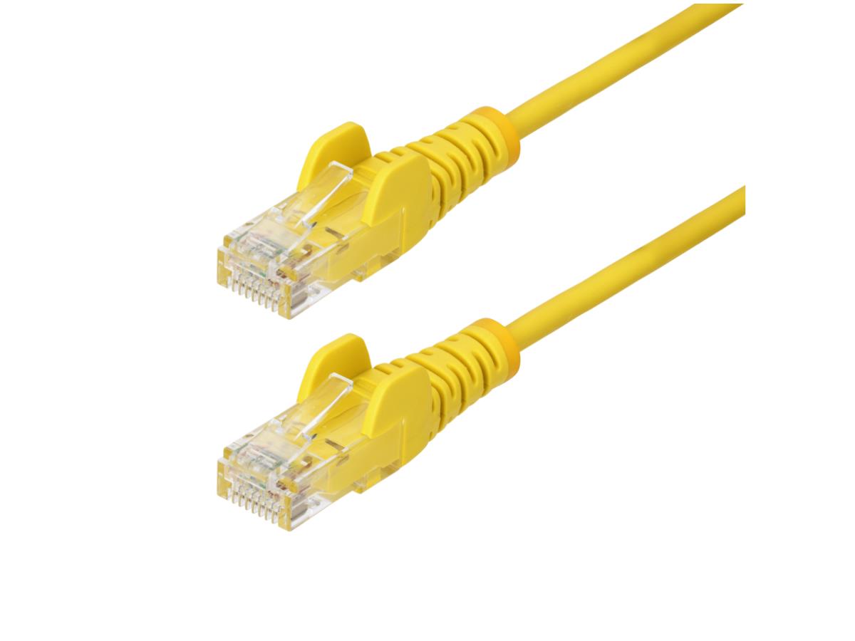 STARTECH 15FT YELLOW SLIM CAT6 ETHERNET CABLE, SNAGLESS, 100W POE, UTP, LSZH, 28AWG BARE COPPER WIRE, SLIM RJ45 NETWORK PATCH C