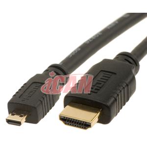 iCAN Micro HDMI Type D to HDMI Type A Cable 3D Ethernet 1.4, 3 ft.