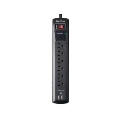 CYBERPOWER 6-Outlets Surge Protector - 2 USB 2.1A Ports, 4ft