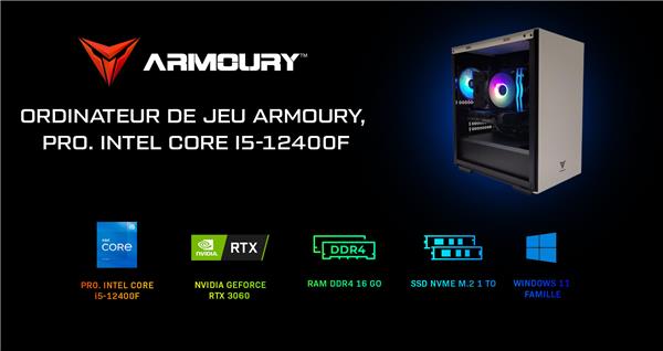 ARMOURY Gaming PC i5-12400F, RTX 3060, 16GB, 1TB SSD, Win11(Open Box)