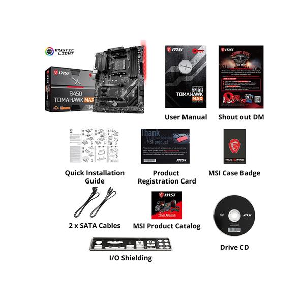 MSI B450 TOMAHAWK MAX II Socket AM4 motherboard(Open Box)