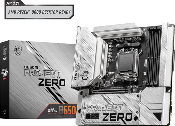 MSI B650M PROJECT ZERO, AMD mATX AM5,  Supports AMD Ryzen 7000 Series